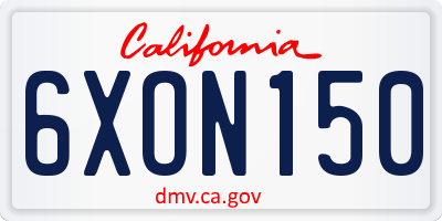 CA license plate 6XON150