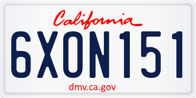 CA license plate 6XON151