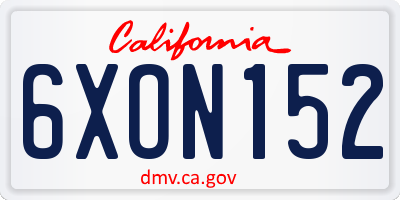 CA license plate 6XON152