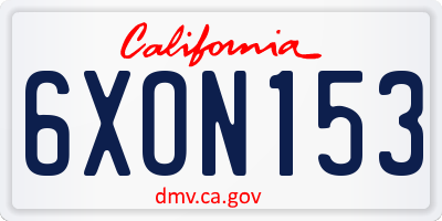 CA license plate 6XON153