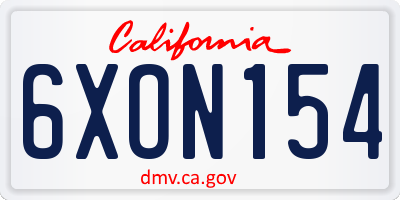 CA license plate 6XON154