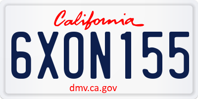 CA license plate 6XON155