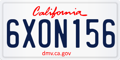 CA license plate 6XON156