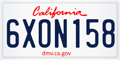 CA license plate 6XON158