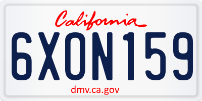 CA license plate 6XON159