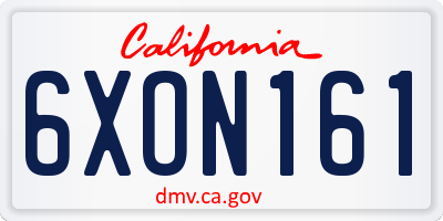 CA license plate 6XON161