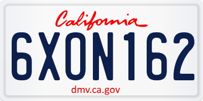 CA license plate 6XON162