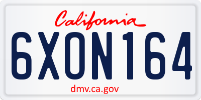 CA license plate 6XON164