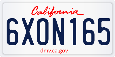 CA license plate 6XON165