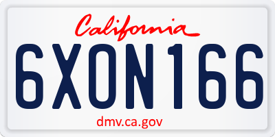 CA license plate 6XON166