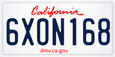 CA license plate 6XON168