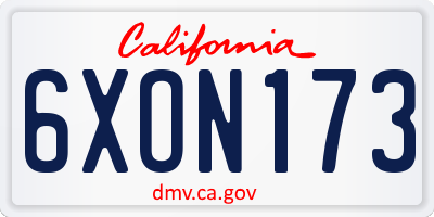 CA license plate 6XON173