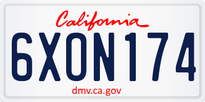 CA license plate 6XON174