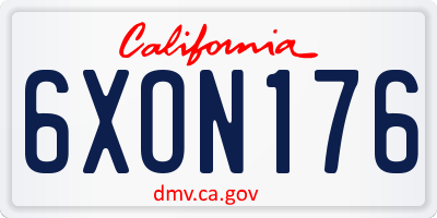 CA license plate 6XON176