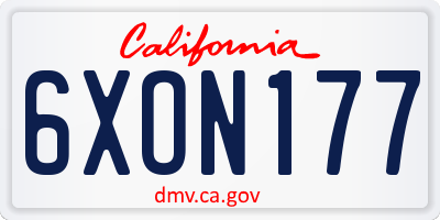 CA license plate 6XON177