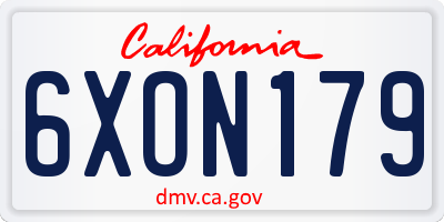 CA license plate 6XON179