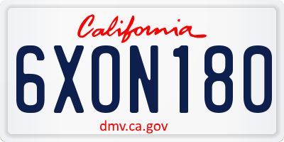 CA license plate 6XON180
