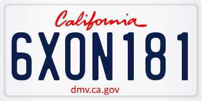 CA license plate 6XON181