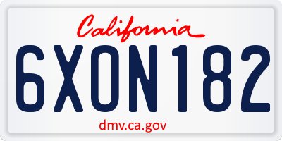 CA license plate 6XON182