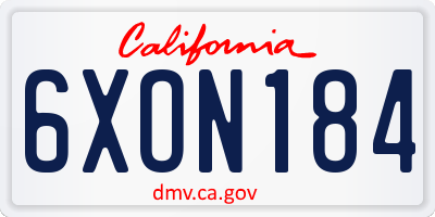 CA license plate 6XON184