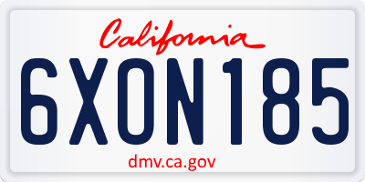 CA license plate 6XON185