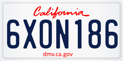 CA license plate 6XON186