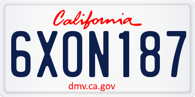 CA license plate 6XON187
