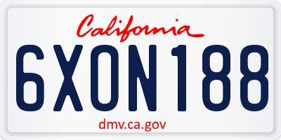 CA license plate 6XON188