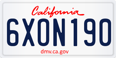 CA license plate 6XON190