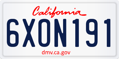 CA license plate 6XON191