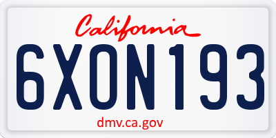 CA license plate 6XON193