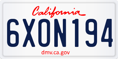 CA license plate 6XON194