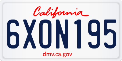 CA license plate 6XON195