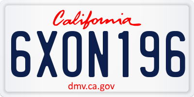 CA license plate 6XON196