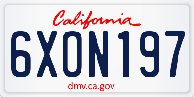 CA license plate 6XON197