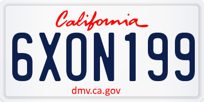 CA license plate 6XON199