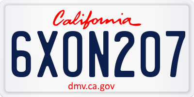 CA license plate 6XON207