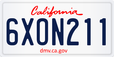 CA license plate 6XON211