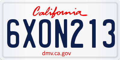 CA license plate 6XON213