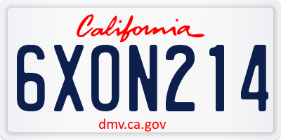 CA license plate 6XON214