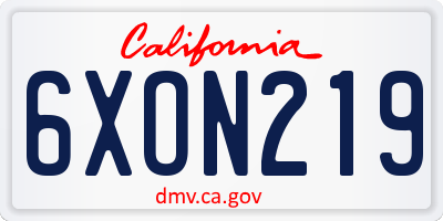 CA license plate 6XON219
