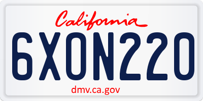 CA license plate 6XON220
