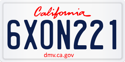 CA license plate 6XON221