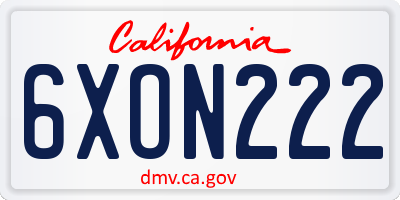 CA license plate 6XON222