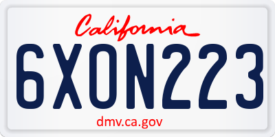 CA license plate 6XON223