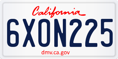 CA license plate 6XON225