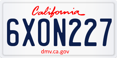 CA license plate 6XON227