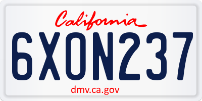 CA license plate 6XON237