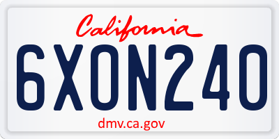 CA license plate 6XON240