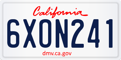 CA license plate 6XON241
